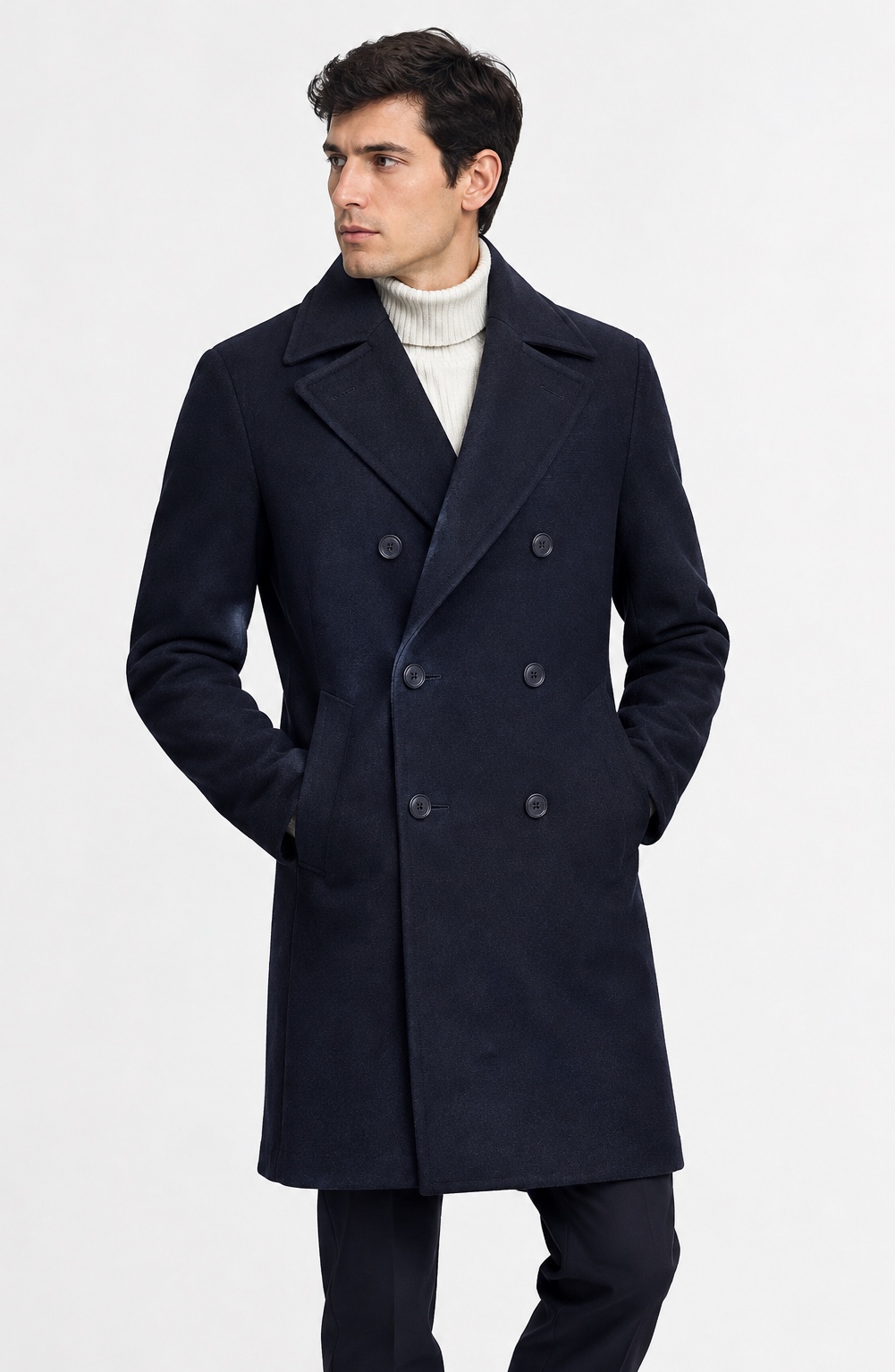 Veste en Laine Bleu Marine à Poches Signature